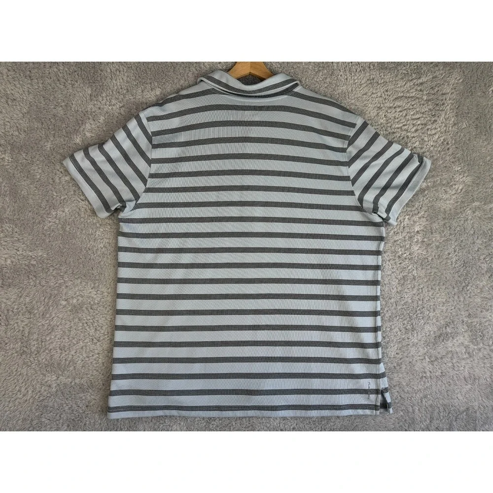 North‎ Face Polo Shirt Mens 2XL Blue Short Sleeve Stripe Wicking Adult XXL